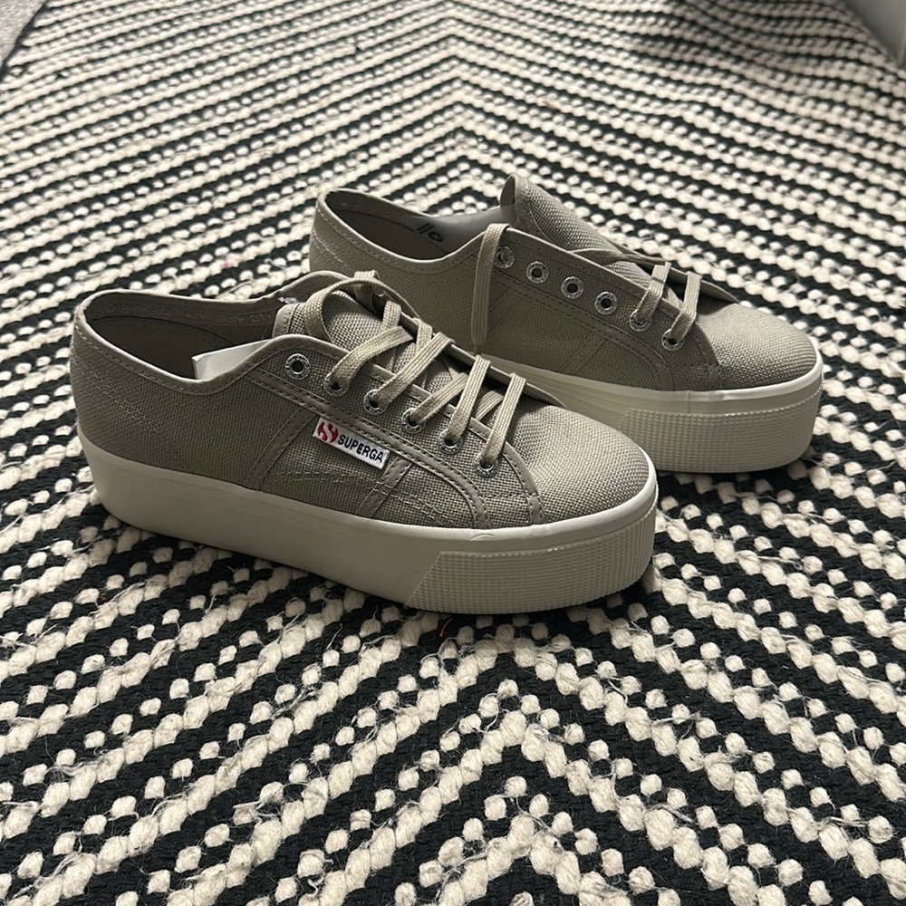 Superga platform sneakers, grey, never worn!